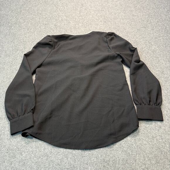 Women's J. Crew Black and Cream Ruffle Collar Top Size XXS NEW - Picture 6 of 8